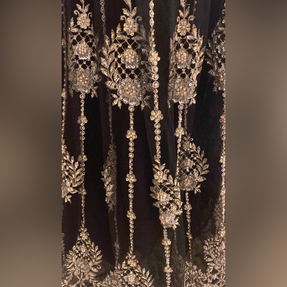 black pakistani long dress beautiful fashion skirt - Picture 3 of 11